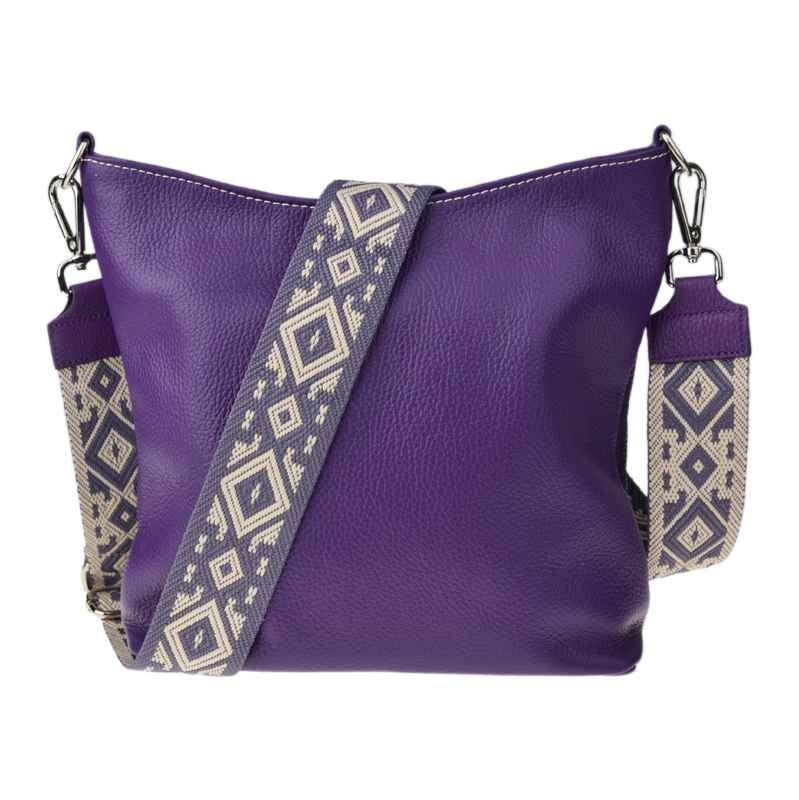 Fialová kožená italská crossbody kabelka Amalia Viola IV