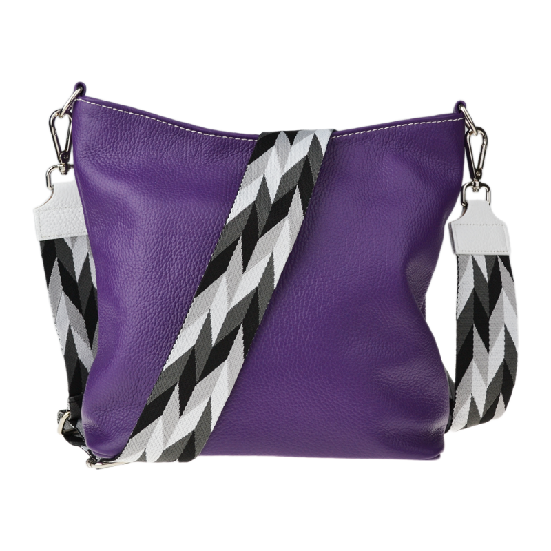 Fialová kožená italská crossbody kabelka Amalia Viola VI