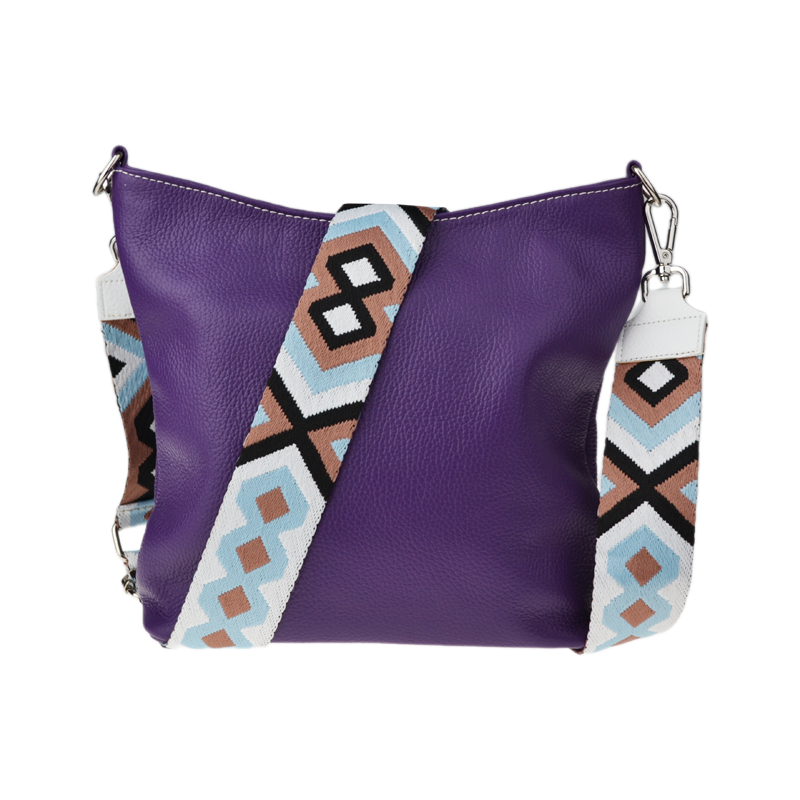 Fialová kožená italská crossbody kabelka Amalia Viola V