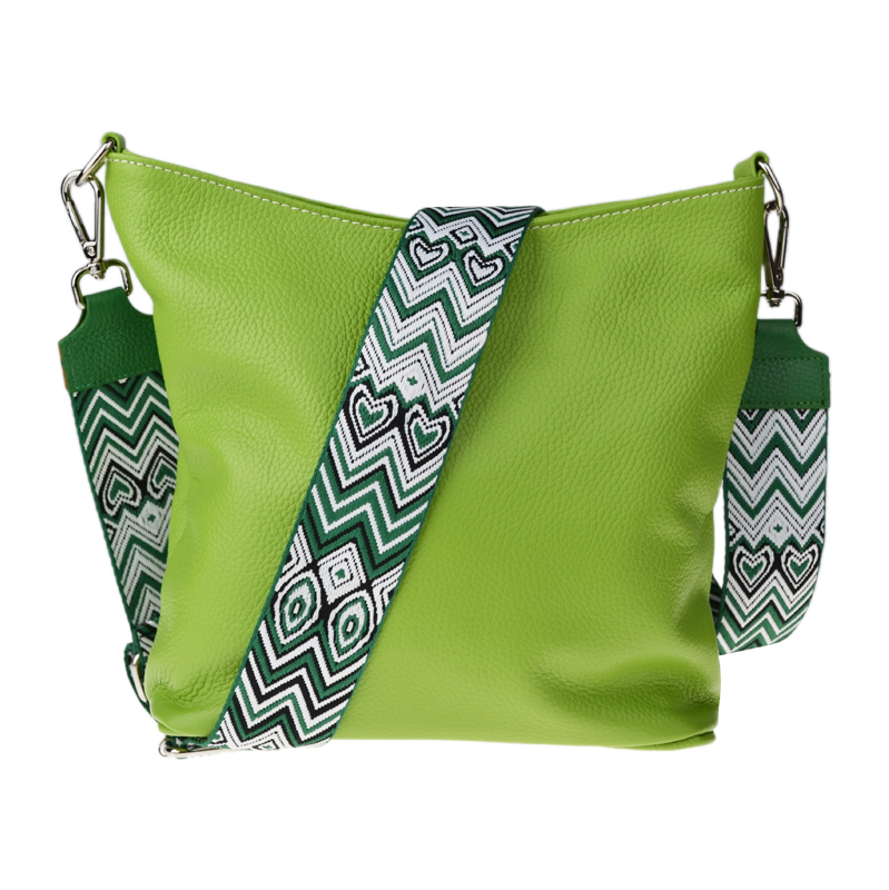 Zelená kožená italská crossbody kabelka Amalia Verde Chiaro IV