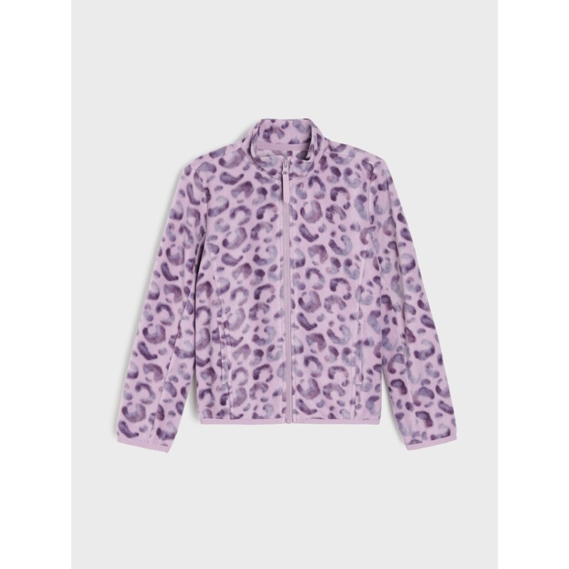 Sinsay - Fleecová mikina na zip s leopardím vzorem - levandulová