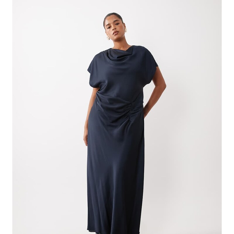 Forever New Curve satin high cowl neck tuck side detail bias