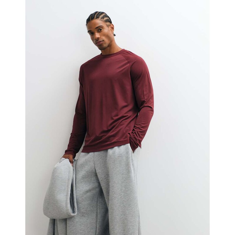 ARKET gym crew neck sweatshirt in burgundy-Red