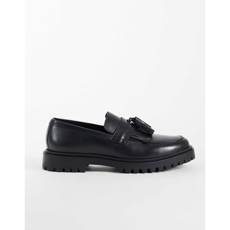 Jack & Jones chunky tassel loafers in black