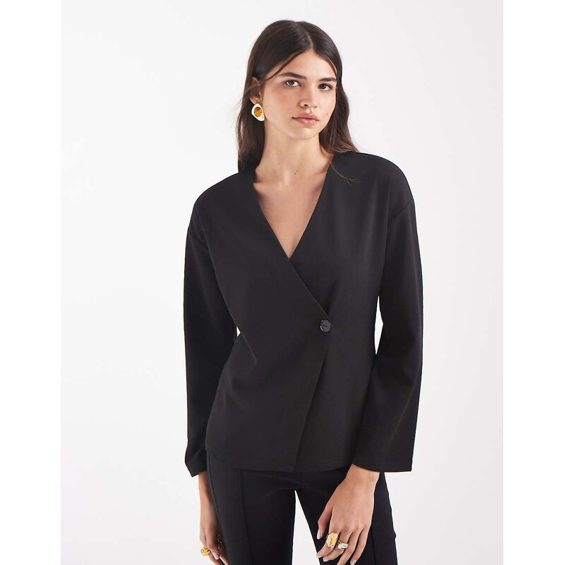 Vero Moda asymmetric jersey cardigan in black
