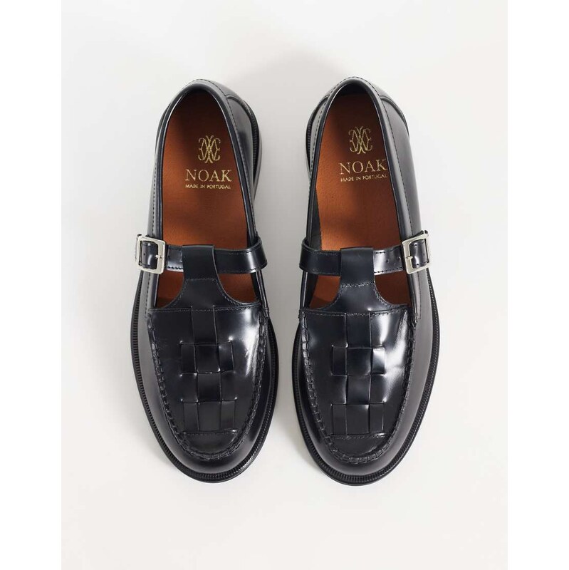 NOAK made In Portugal mary jane shoes with woven apron in black