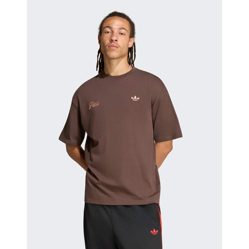 adidas Originals Paris gfx tee in brown
