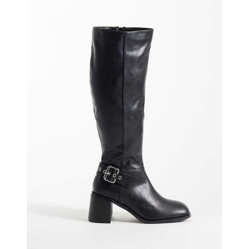 Public Desire Ruth block heel knee boots in black