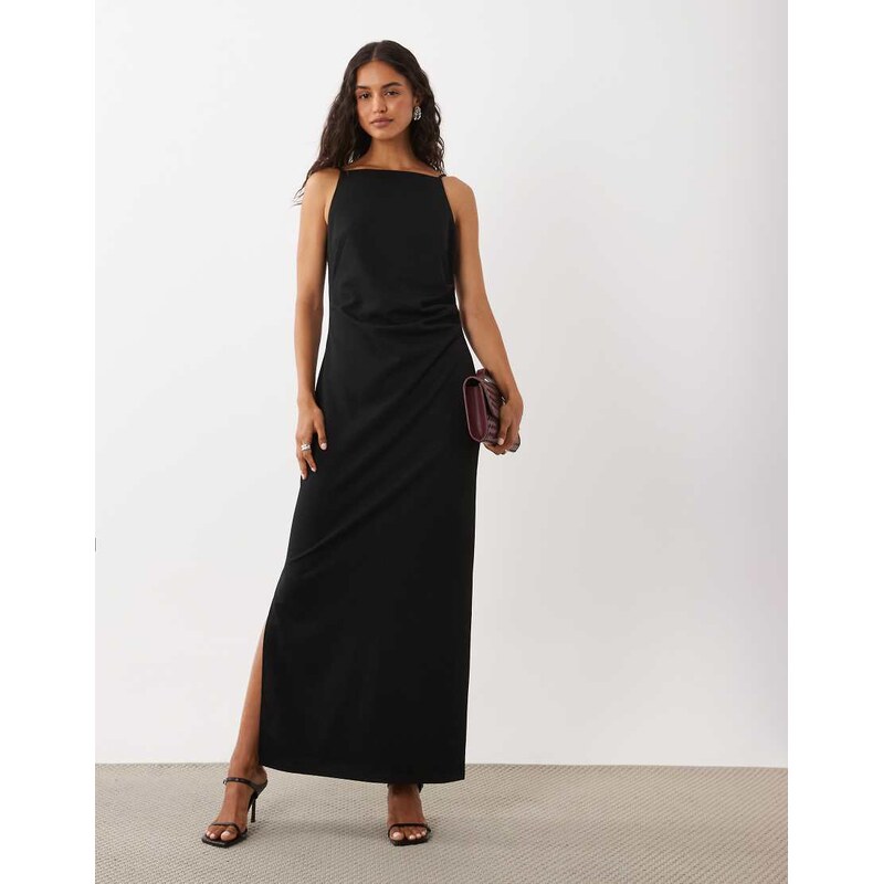 AWARE sleeveless boat neck maxi dress in black