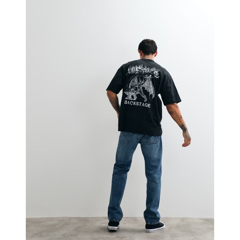 AllSaints Repeat short sleeve graphic logo t-shirt with back