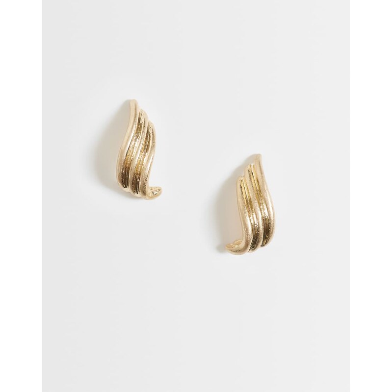 ASOS DESIGN stud earrings with curved design in brushed gold
