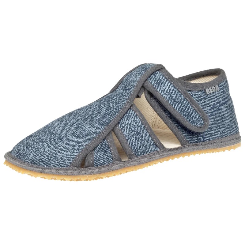 Dětské barefootové přezuvky BEDA BFN 170020/W/BR/OP DENIM GREY