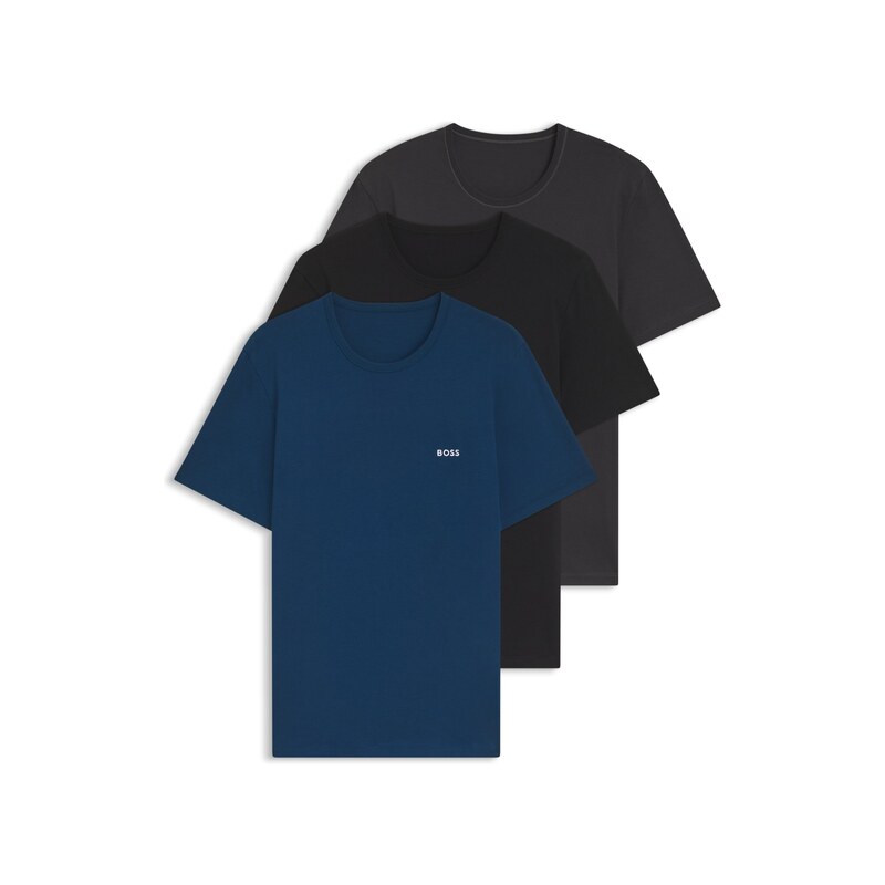 BOSS Three-pack of cotton underwear T-shirts with embroidered