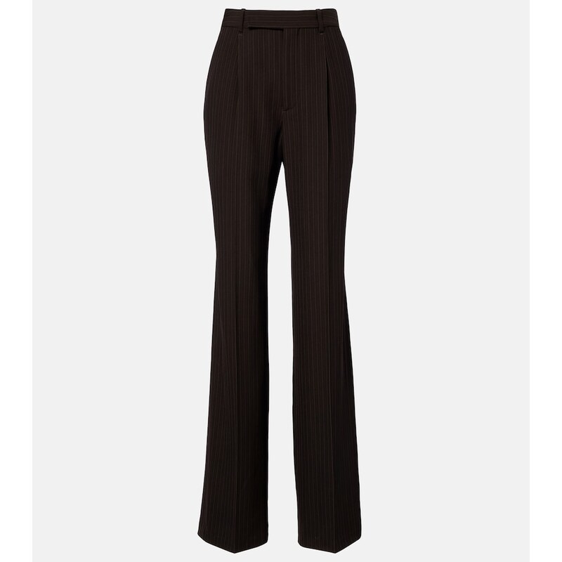 Saint Laurent Pinstripe wool-blend wide-leg pants