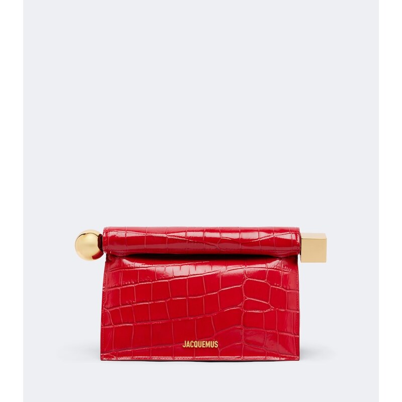 Jacquemus Rond Carré Small croc-effect leather clutch