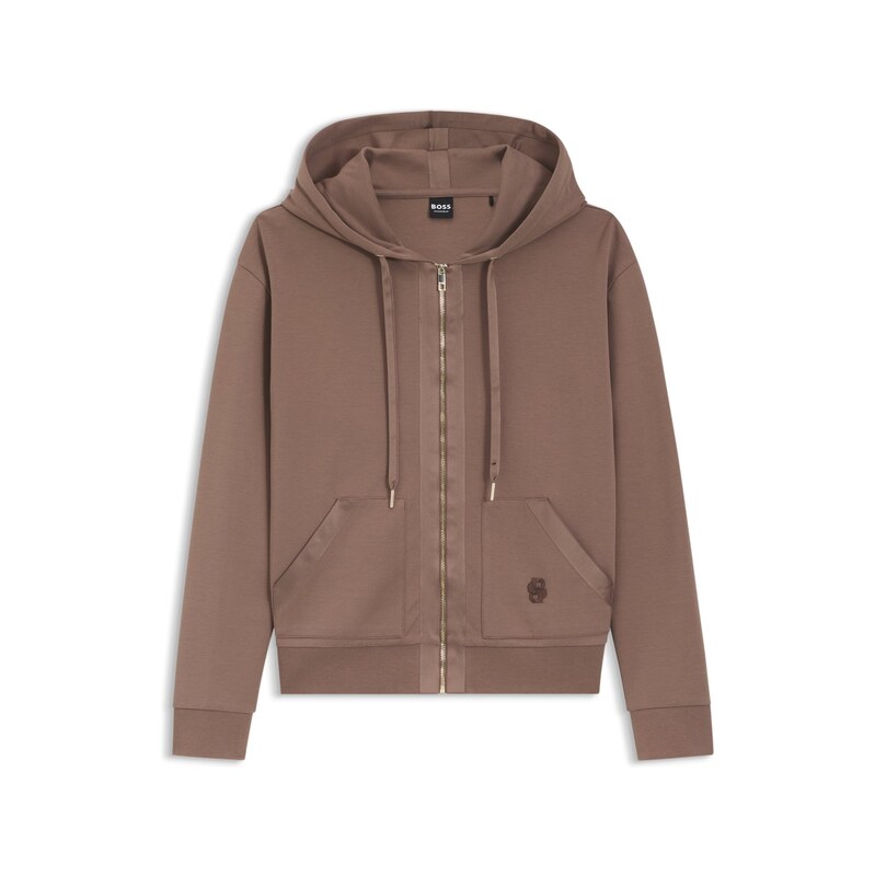 BOSS Cotton-blend zip-up hoodie with Double B monogram