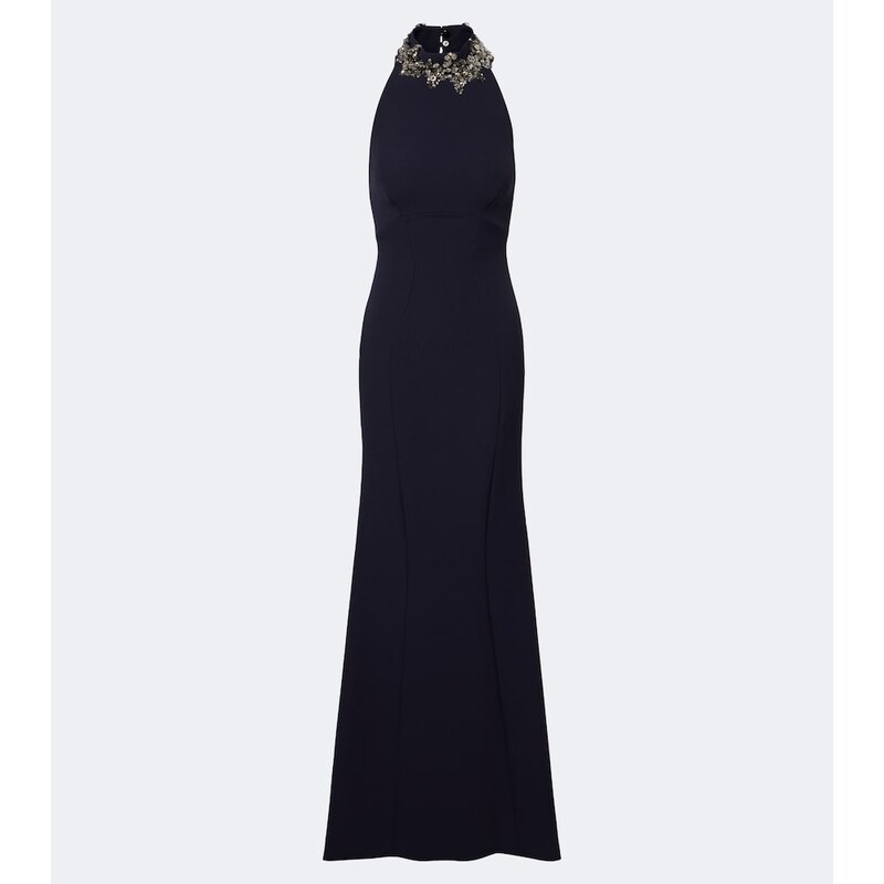 Safiyaa Lark embellished halterneck crêpe gown