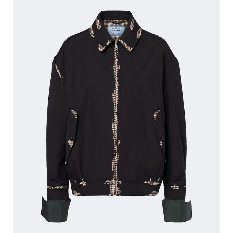 Prada Houndstooth devoré cotton blouson jacket