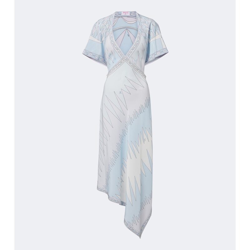 Pucci Labirinto asymmetric silk crêpe de chine midi dress