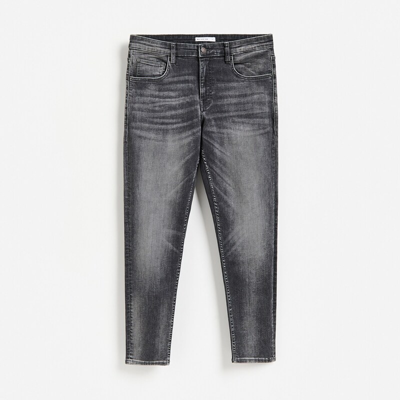 Reserved - Džíny skinny se sepraným efektem - šedá