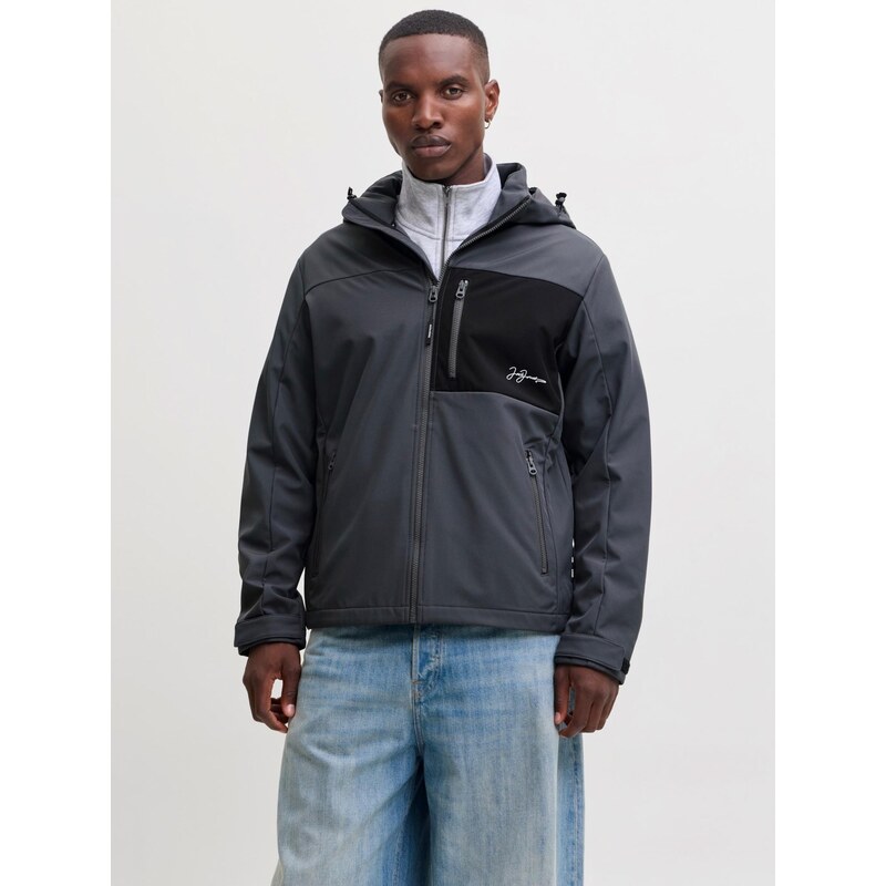 JACK & JONES Přechodná bunda JJLUPO tmavě šedá / černá