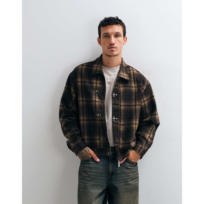Liquor N Poker fireman buckle detail long sleeve flannel shirt