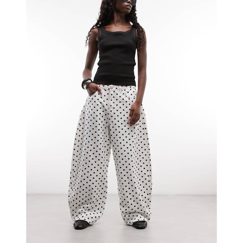 Liquor N Poker baggy polka dot balloon jeans in multi