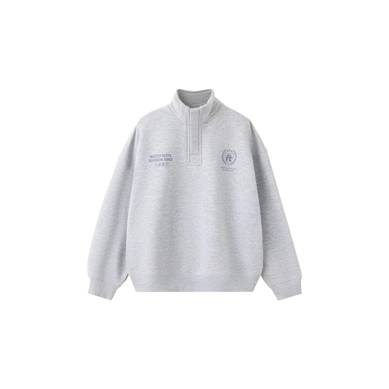 MANGO KIDS Mikina AMATCH čedičová šedá / světle šedá
