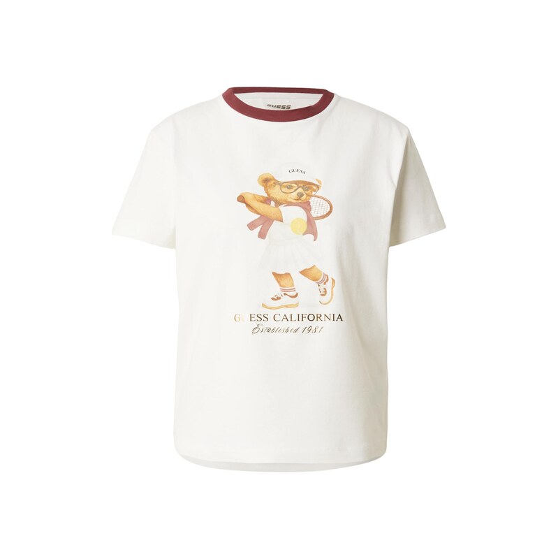 GUESS Tričko TENNIS LADY BEAR krémová / cappuccino / světle