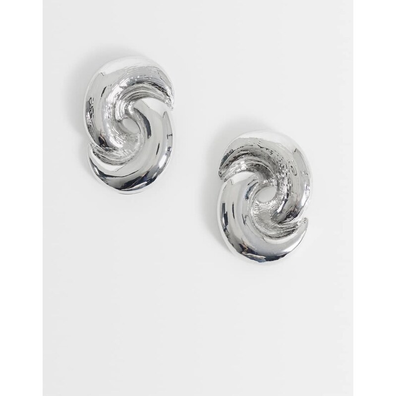 DesignB London vintage inspired knot stud earrings in silver