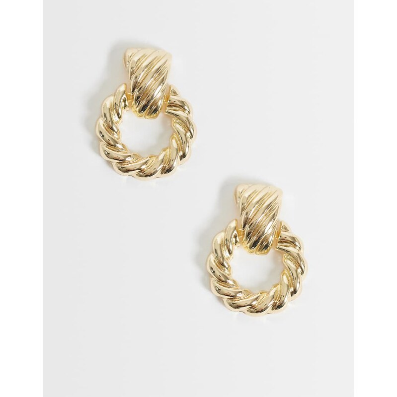 DesignB London vintage inspired doorknocker earrings in gold