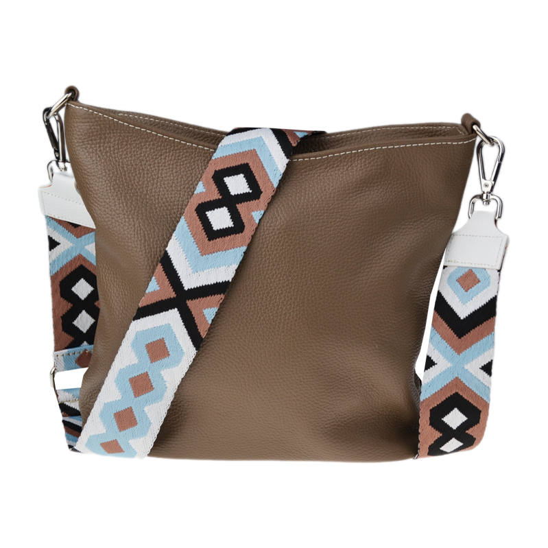 Hnědá kožená italská crossbody kabelka Amalia Taupe II