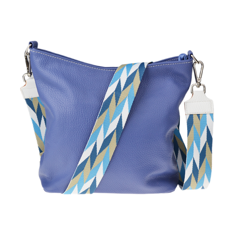 Modrá kožená italská crossbody kabelka Amalia Indigo V