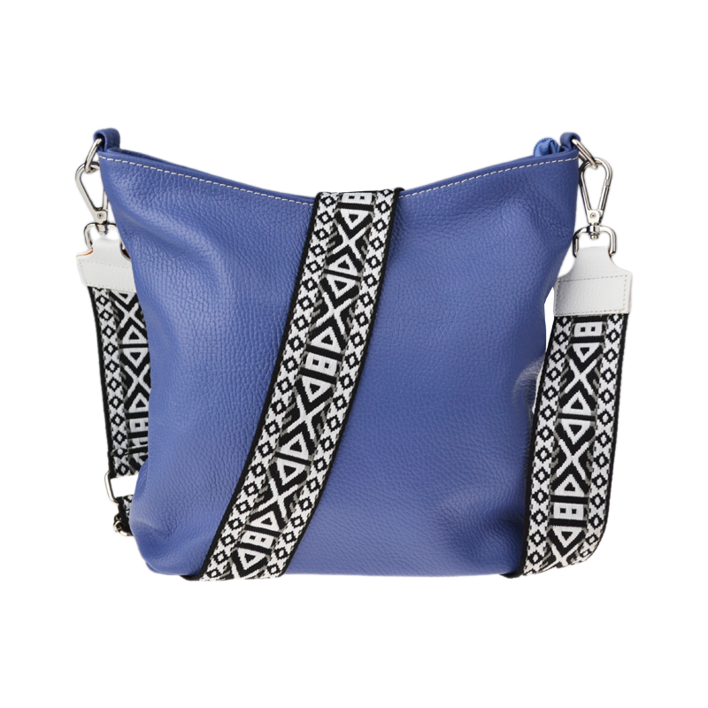 Modrá kožená italská crossbody kabelka Amalia Indigo IV