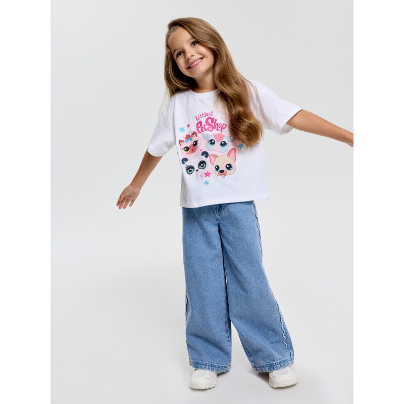 Sinsay - Bavlněná košilka s potiskem Littlest Pet Shop - bílá