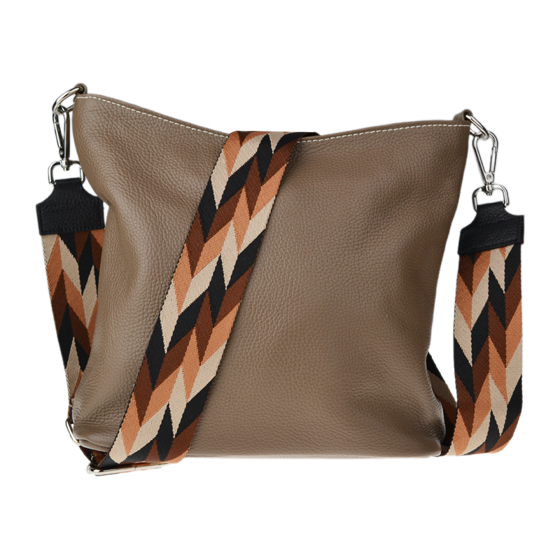 Hnědá kožená italská crossbody kabelka Amalia Taupe III
