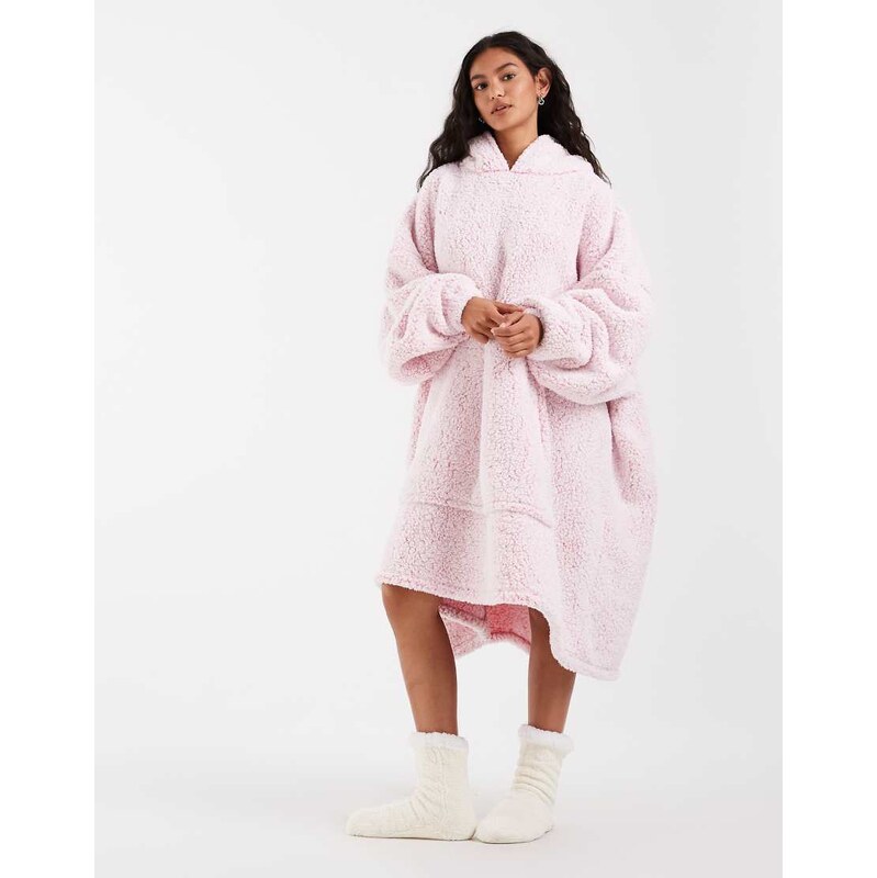 Loungeable cosy snow tipped super soft snuggle hoodie robe in
