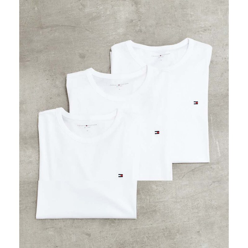 Tommy Hilfiger Signature Essential flag logo 3 pack t-shirt in