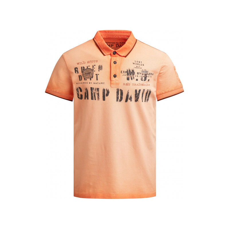 CAMP DAVID Polo tričko pike s potisky a našivkami, barvene