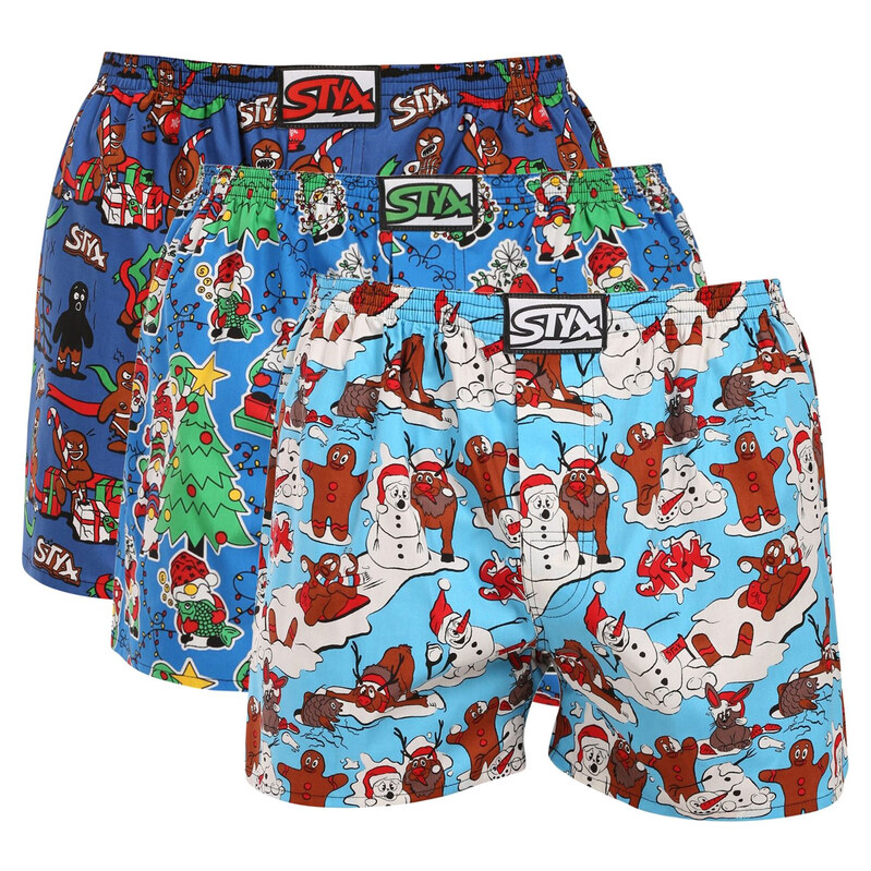 3PACK pánské trenky Styx art klasická guma vícebarevné (3A19789)