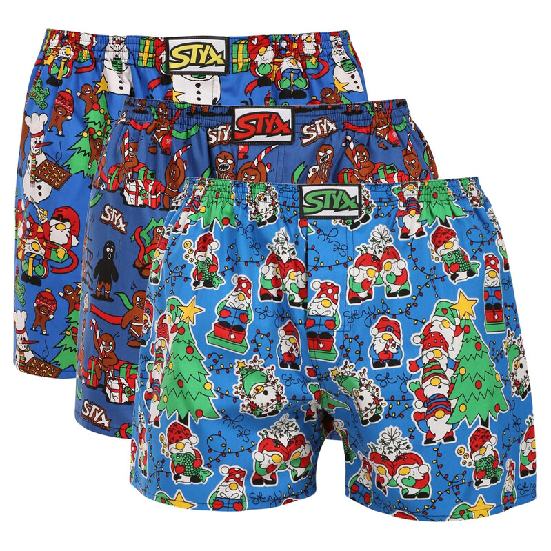 3PACK pánské trenky Styx art klasická guma vícebarevné (3A19679)
