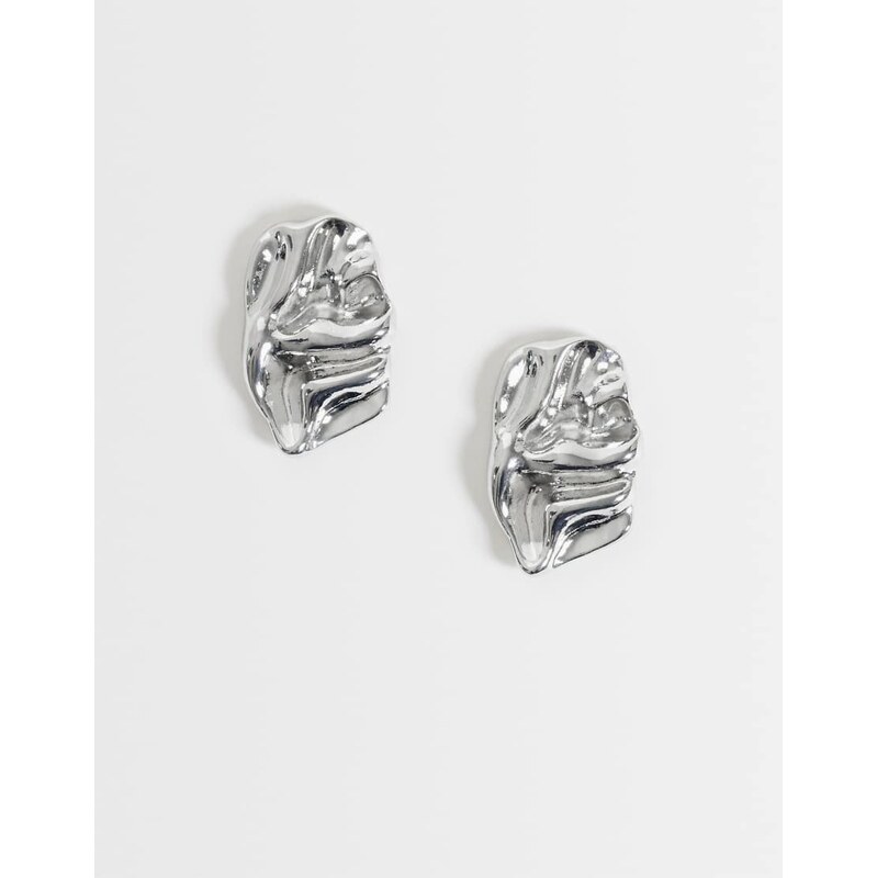 DesignB London sculpted stud earrings in silver