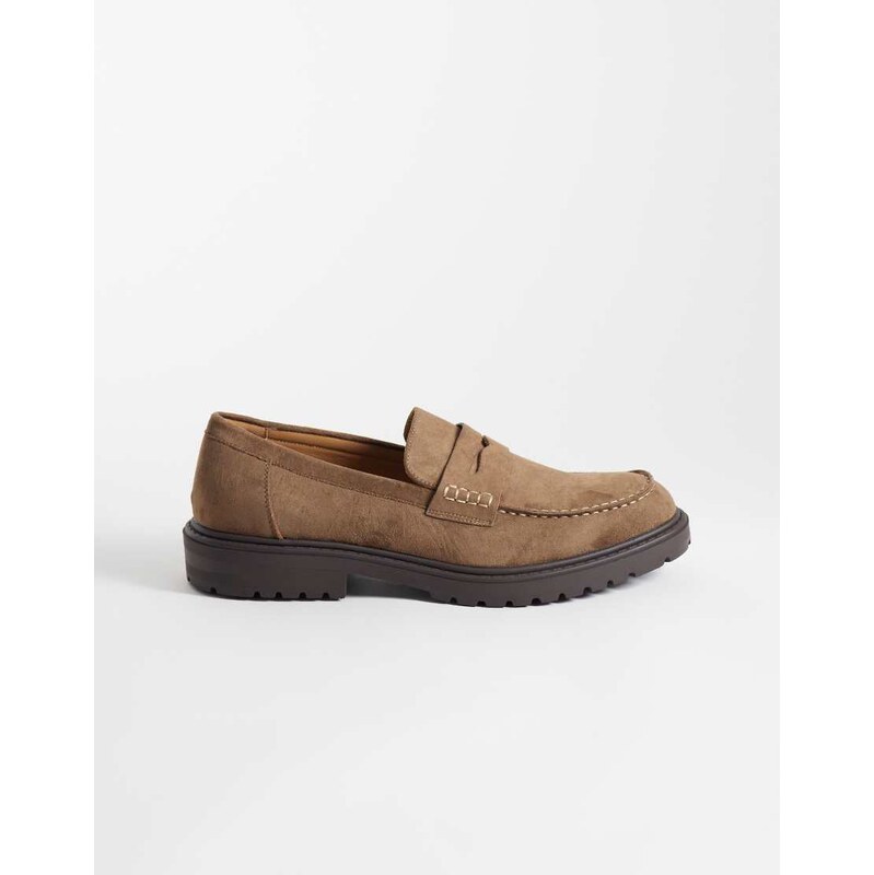 SEQWL Pier faux suede chunky loafer in mocha-Neutral