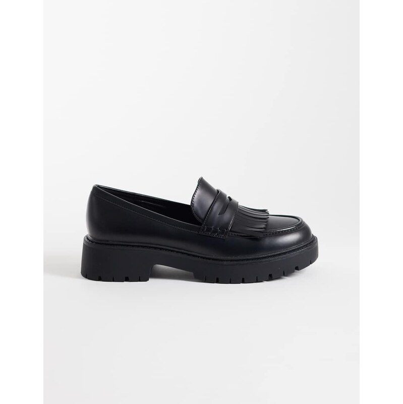 London Rebel Palmer tassel chunky loafers in black