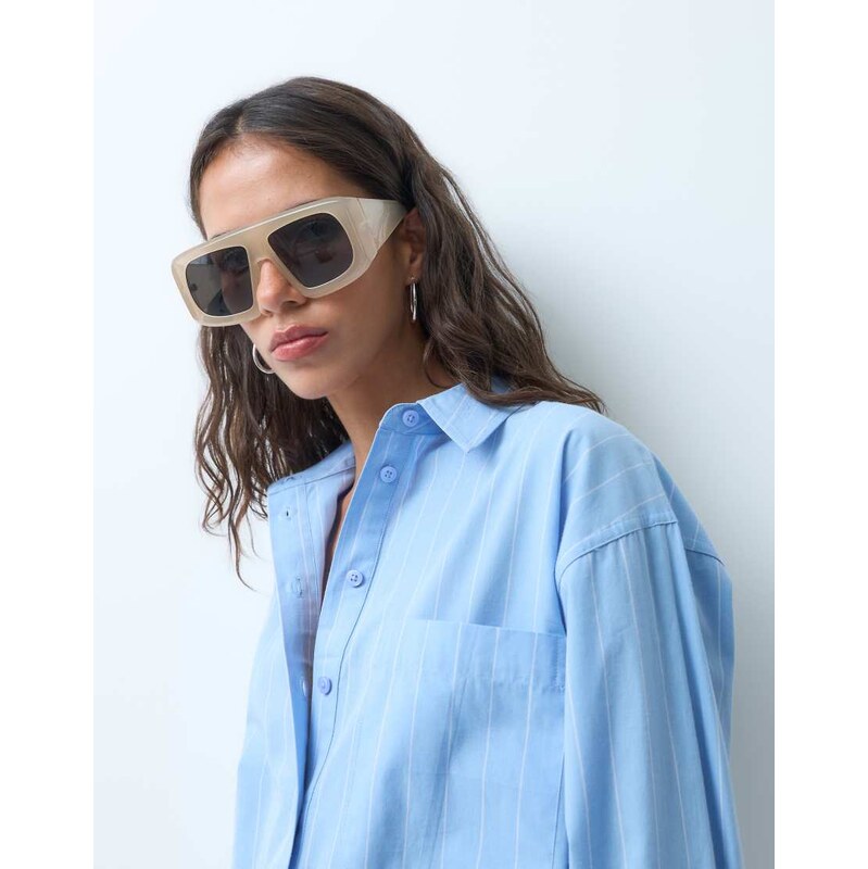 ASOS DESIGN classic cotton shirt in blue stripe-Multi