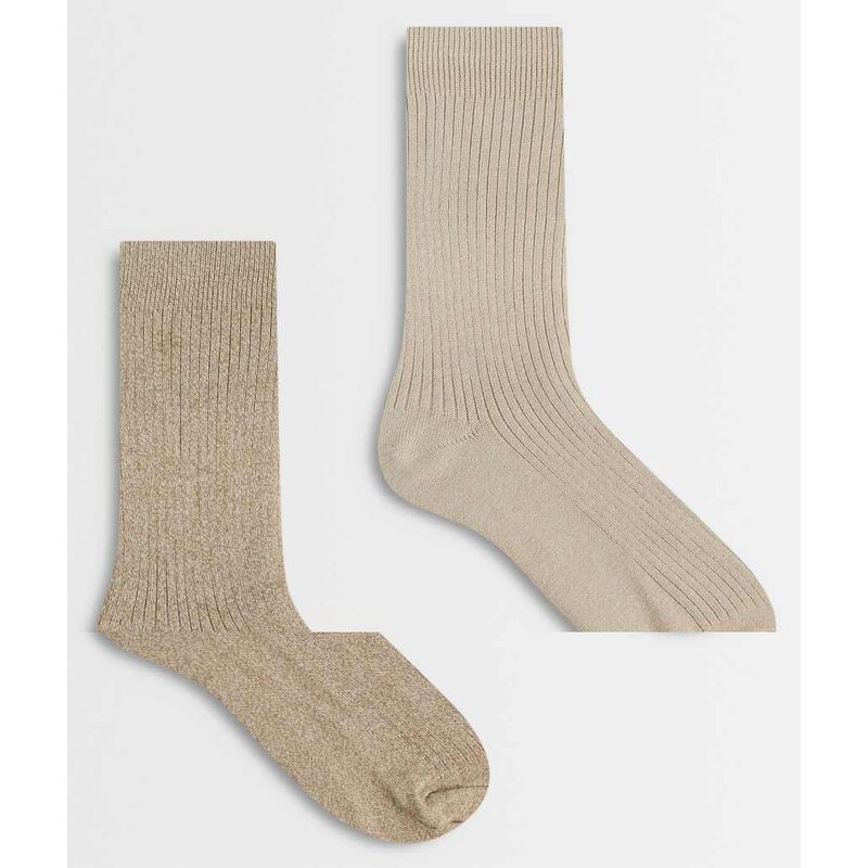 Jack & Jones 2 pack crew socks in oatmeal-Neutral