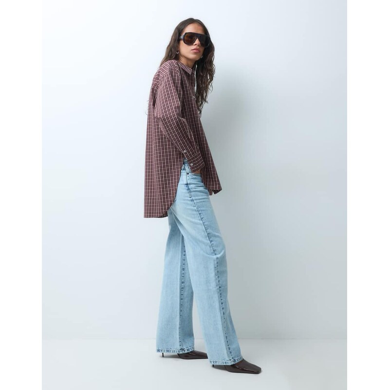 ASOS DESIGN dipped hem oversized shirt in mini check-Multi