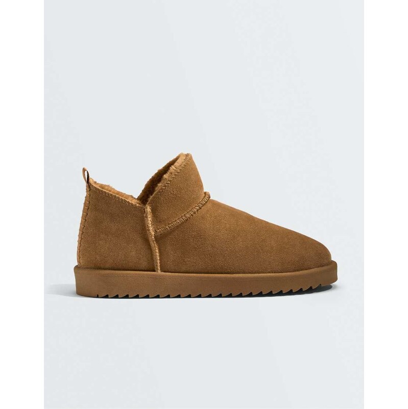 OYSHO Leather ankle boots in brown-Neutral