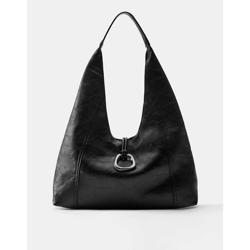 Pull&Bear Ring tote bag in black