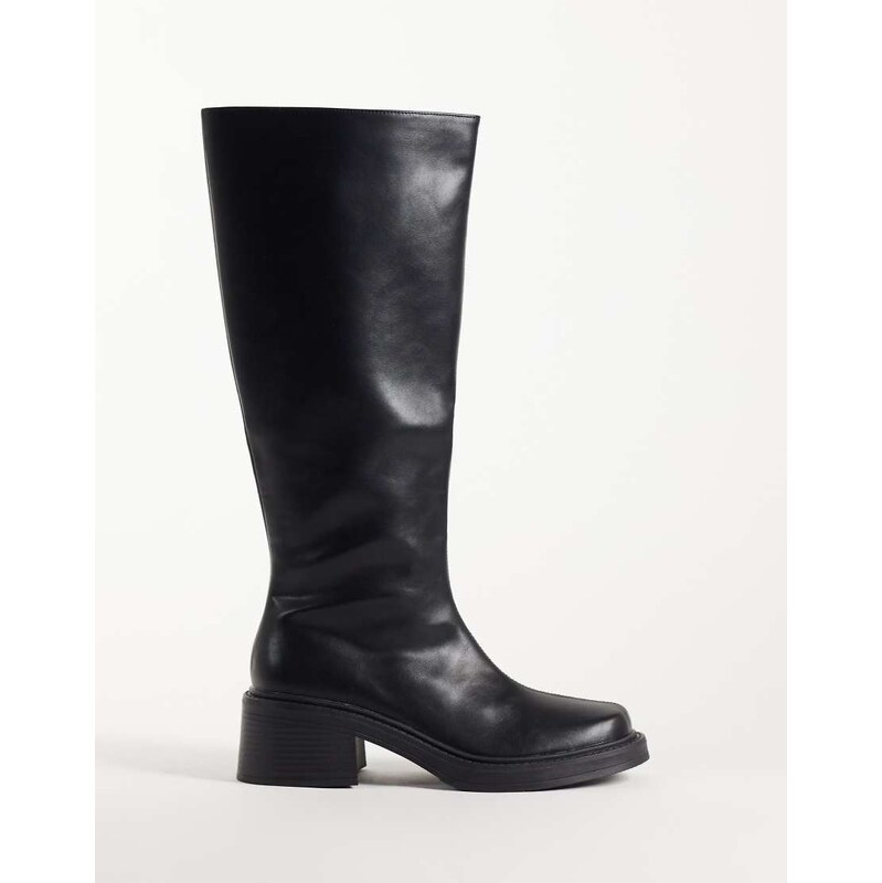 RAID Coretta square toe knee boots in black